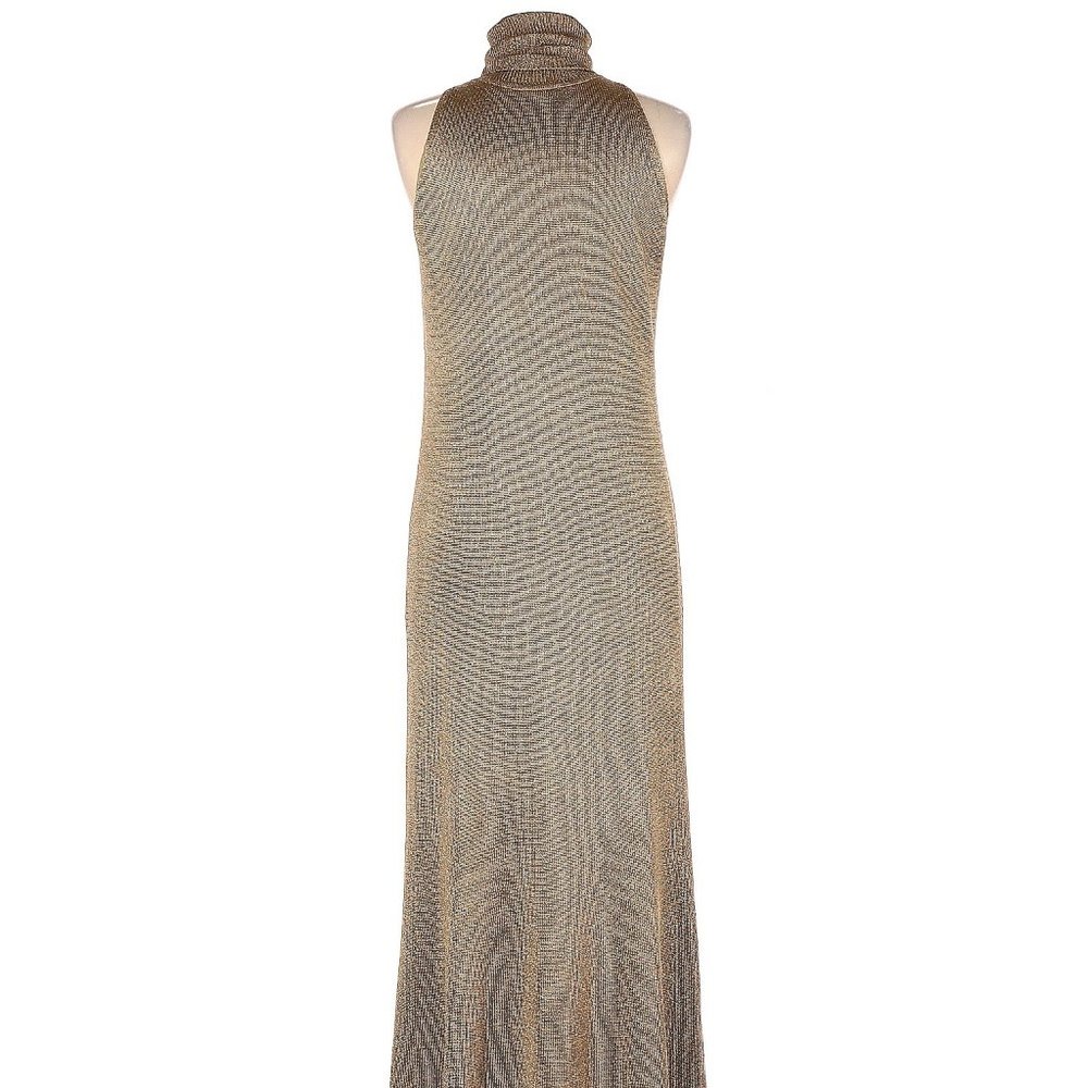 Ralph Lauren gold shimmer sleeveless turtleneck dress M